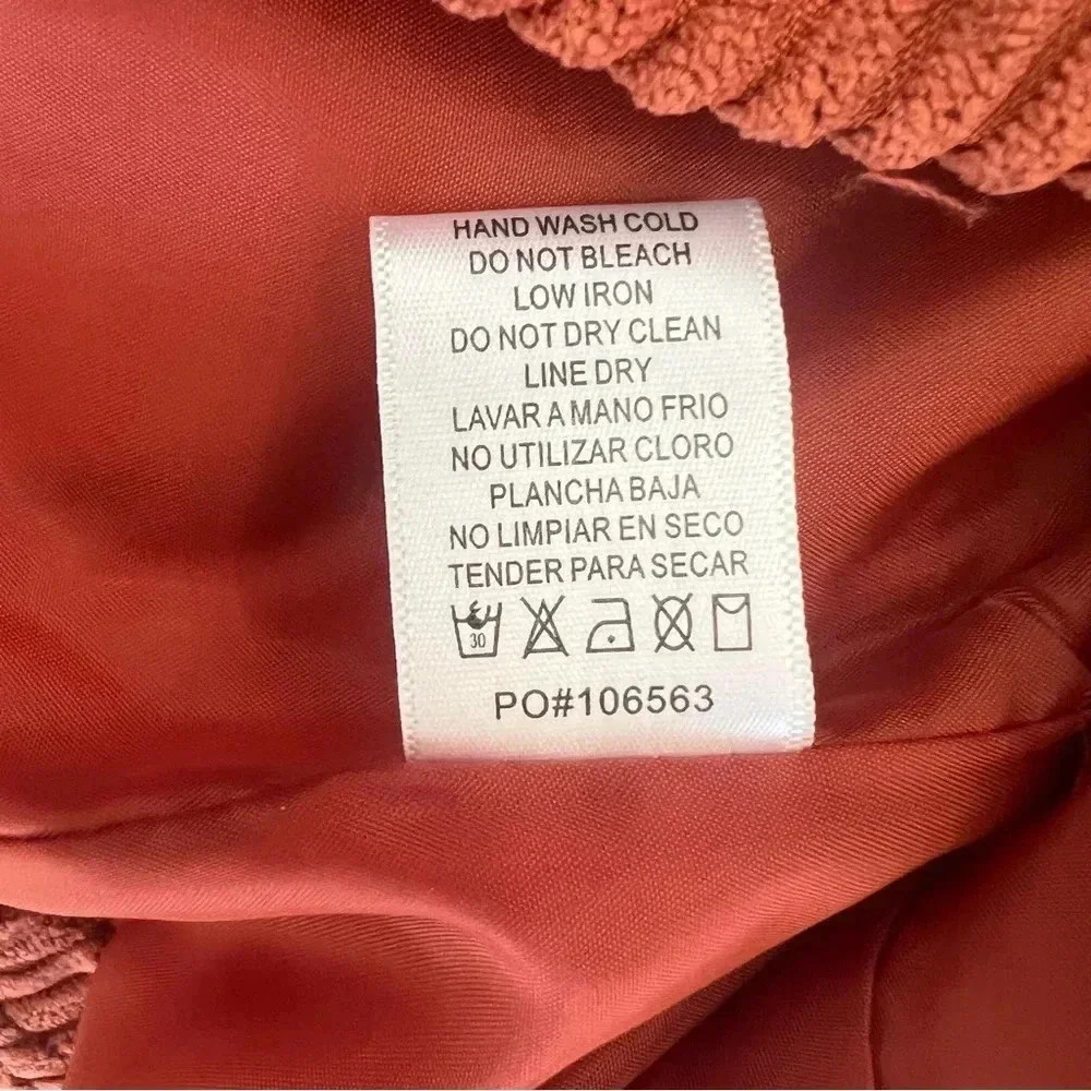 Staccato On the Go Corduroy Dark Orange Puffer Vest Zip Snap Front Size Small - Picture 13 of 13
